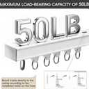 Ceiling Curtain Track, Curtain Track with Roller Hooks, 6ft - 9ft Ceiling Mounted Rail Set for Room Divider, White
