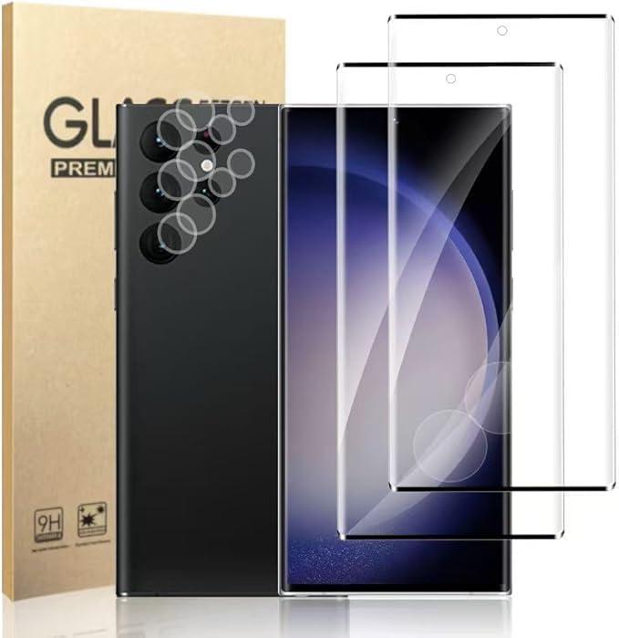 [2+2 Pack] Galaxy S23 Ultra Screen Protector and Camera Lens Protector, 9H Hardness, HD Clear, Full Coverage, Case Friendly, Easy Installation, Bubble Free, For Samsung Galaxy S23 Ultra -6.8 Inch
