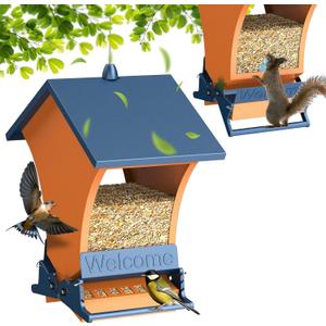 Wildpark Squirrel Proof Bird Feeders for Outdoors, 5LB Metal Hanging Feeders, Large Wild Feeders for Cardinals, Chickadees, Durable Backyard Feeders-One in Orange