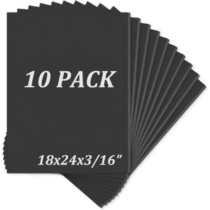 Mat Board Center, Pack of 10 Acid-Free Foam Boards, 18x24 inch Black Foam Boards, 3/16" Thick
