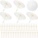 3/6/12/24/50 Pack 23.6 Inch Small White Paper Umbrellas Chinese Japanese Parasol Oiled Paper Decorative Umbrellas DIY Painting Parasol for Weddings Bridal Showers Crafts Photography Party Decor