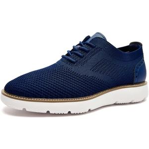 Men's Casual Sneakers Dress Shoes - Comfort Dress Sneakers Mesh Knit Lightweight Breathable Formal Oxford Business Shoes (8.5 Wide, Navy Blue)