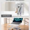 Vaydeer Laptop Stand for Desk, Metal Dual-Mode Design for Desk & Vertical Use, Adjustable Laptop Holder Space Saving Supports MacBook, Chromebook, Surface, Dell (Silver)