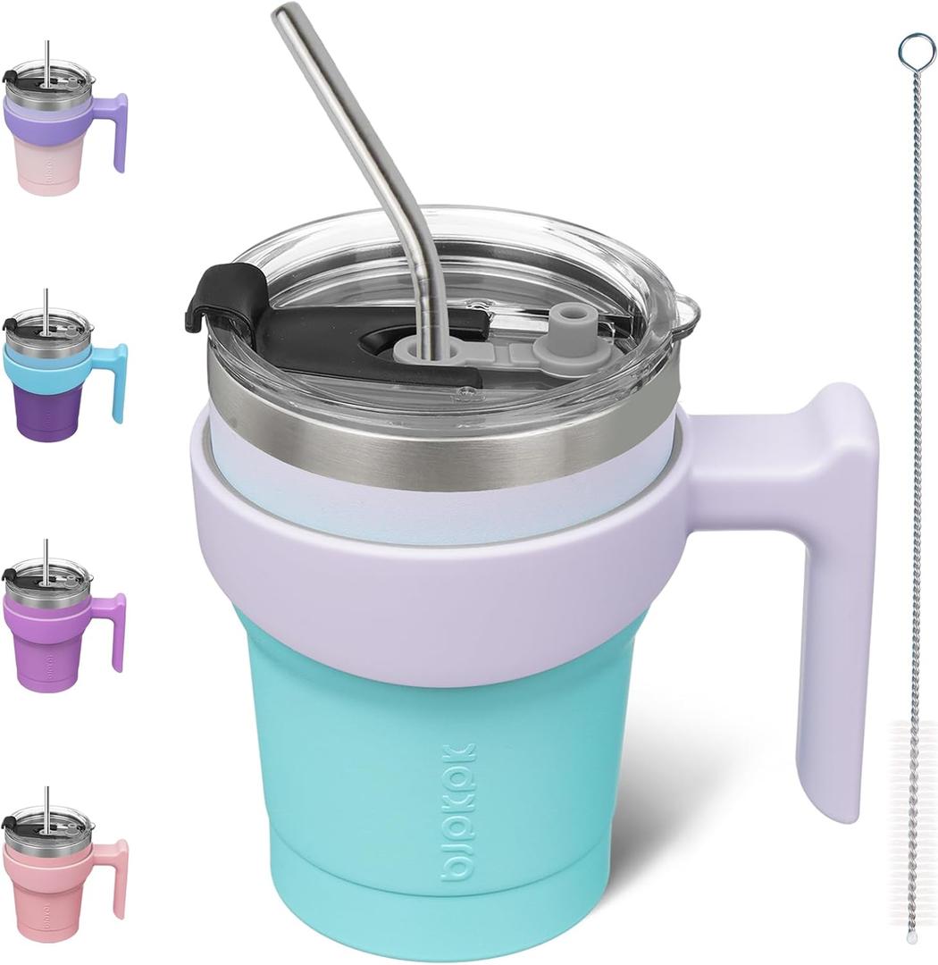 BJPKPK 10 oz Tumbler With Handle And Straw Stainless Steel Insulated Tumbler Cups For Water Or Ice Coffee,Lavender Green BJPKPK 10 oz Tumbler With Handle And Straw Stainless Steel Insulated Tumbler Cups For Water Or Ice Coffee,Lavender Green