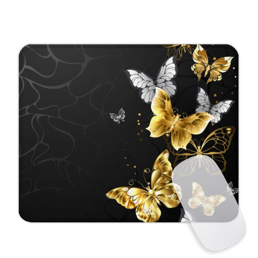Hokafenle Mouse Pad, Gold Butterfly Mouse Pad, Cute Mouse Pads with Design, Square Mouse Mat Waterproof Non-Slip Rubber Base Mousepad for Office Laptop