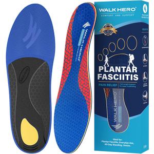 WalkHero Arch Support Shoe Inserts - Orthotic Insoles for Flat Feet,Plantar Fasciitis Insoles for Foot Pain Arch Pain Reduce Muscle Fatigue Absorb Shock Mens 15-15.5 (Deep Blue Red)