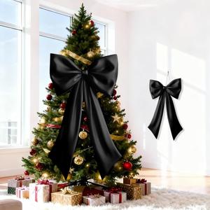 Black Bow Decor 2 Pack,Large & Small Black Coquette Room Backdrop Wall Decor for Christmas Decorations Bachelorette Bridal Shower Bow Valentines Xmas Birthday Decor