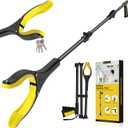 48 Inch Extra Long Grabber Reacher Tool，Foldable Pick Up Stick with Strong Grip Magnetic，360°Rotating Anti-Slip Jaw 4" Wide Claw Opening,Hand Grabber for Reaching