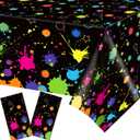2 Pcs Colorful Pigmented Plastic Tablecloths, Cute Disposable Black Table Covers, Suitable for Outdoor Picnics, Birthdays, Weddings, and Other Themed Parties