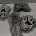 Valpeak Therian Mask and Tail Set for Girls Halloween Cat Mask Tail Cosplay Fox Mask Wolf Tail Over 1 Years Old (Gray Mask Set of 3)