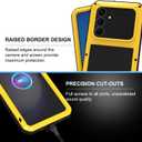 LOVE MEI Military Rugged Case for Samsung Galaxy S25 FE 5G, with Tempered Glass Screen Protector, Shockproof Dustproof Scratch Proof Hybrid Metal and Silicone Gel Heavy Duty Full Body Cover (Yellow)