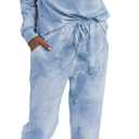 PRETTYGARDEN Women's Two Piece Loungewear Fall Casual Long Sleeve Tops Jogger Pants Pajama Sets Matching Outfits Clothing (Blue, L)