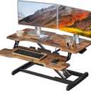 Standing Desk Converter 32 inch, Height Adjustable Sit Stand Desk Riser, Quick Sit to Stand Desktop Dual Monitor Riser Workstation for Home Office with Keyboard Tray, Rustic Brown