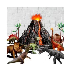 Large Volcano Set with 9 Realistic Dinosaur Action Figures for Kids 2 3 4 5 6 8 10 Years, Simulated Volcanic Eruptions w/Sounds, Volcano Can Store Dinos, Gift for Toddlers Boys & Girls