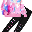 Girls Clothes, Girls Outfits Tie Dye Sweatshirt Tops and Leggings Sweatpants 2 Piece Fall Winter Clothes Set , 6-14T 7-8Y