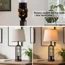 SRJJA 24" Table Lamps for Living Room Set of 2, Rustic Farmhouse 3-Way Dimmable Touch Industrial Bedside Lamps with USB A+C for Bedroom Nightstand4 Bulbs Included