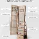 Nicetree 360Swivel Jewelry Cabinet, Rotatable Full Length Mirror with Jewelry Storage, Standing Jewelry Armoire Organizer, Lockable Jewelry Organizer with 3 Rear Shelves, Bottom Drawer, Oak