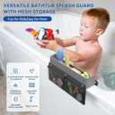 Silicone Bathtub Splash Guard 2-Pack with 10 Suction Cups & Hanging Mesh Shower Caddy, Tub Topper Splash Guard for Kids Bath Tub Water Guard Bathtub Ledge Guard with Detachable Mesh Shower Organizer, 41.783 cm x 12.2936 cm x 9.2964 cm
