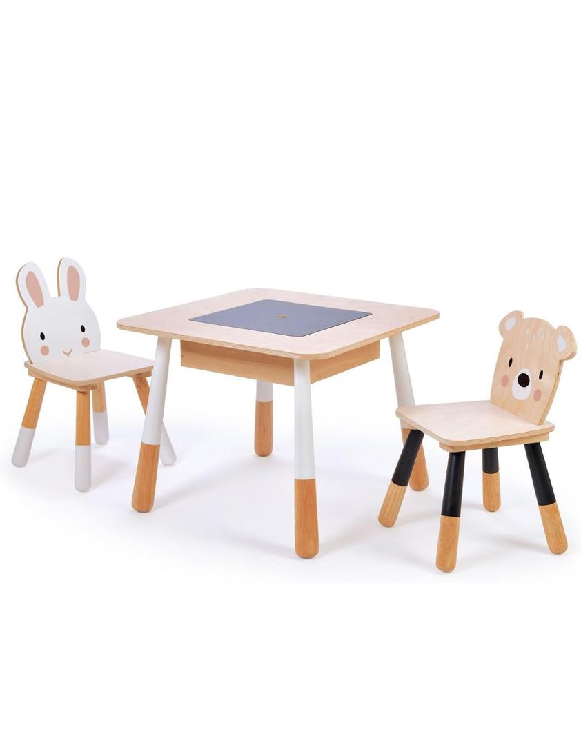 Tender Leaf Toys Forest Table & Chairs Set Child-Sized Wooden Furniture for Art, Games & Everyday Activities Crafted Materials Age 3+, Forest Table and Chairs