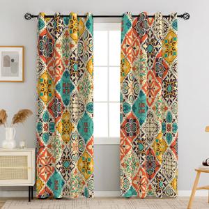Boho 100% Blackout Curtains for Bedroom 63 inch Long 2 Panels Set Bohemian Colorful Mandala Thermal Insulated Room Darkening Window Drapes Patterned Black Out Curtains for Living Room, 52Wx63L (52"W x 63"L (Pack of 2), Boho 3)