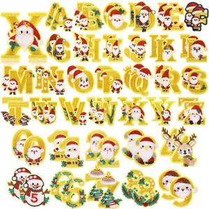 72 Pcs Christmas Chenille Letter Number Patches, Include 52 A-Z Letters & 20 Numbers 0-9 Stitch Iron on Patches Stickers Self Adhesive Embroidered for DIY Clothing Bags Hats (Gold,Warm Style)