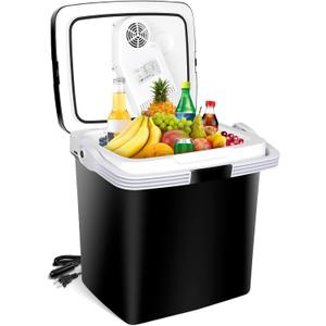ZENY Mini Fridge Electric Cooler and Warmer for Car- 12V DC Car Refrigerator with Automatic Locking Handle, 28 Quart Portable Car Fridge for Travel and Camping (26L)