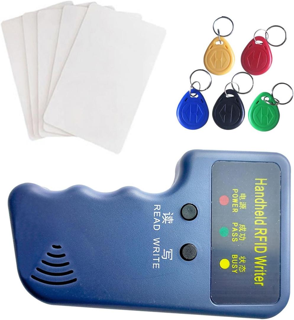 RFID Handheld ID Copier Smart ID Card Duplicator Used for T5577 keyfobs and Cards TAG+5pcs T5577 Keychains +5 T5577 Cards