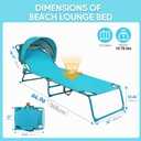Colorsoul Tanning Chair with Sun Canopy,Adjustable 4-Position Beach Lounge Chair for Adults,Heavy Duty Folding Outdoor Lounge Chair,for Patio Poolside Sunbathing,UPF 50+,300 LBS,Blue, 79 inches x 22 inches x 10.26 inches