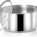 Kesto Kitchen Aid Stainless Steel Cooking Pot with Glass Lid, 2.5/4/6.34 Quart Sizes, Silver, Double Handle Stockpot, Gas Compatible (2.5 Quarts)