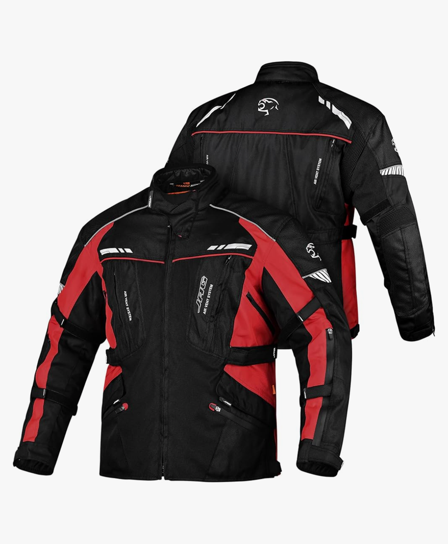 JAG Touring Motorcycle Jacket for Men, Dual Sports Water Resistant Adventure Riding Jacket with Cordura Fabric & CE Armor, size: M