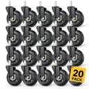 HOLKIE Office Chair Wheels Roller Blade Caster 11x22mm All Black 3 Inch Chair Wheels for Office Rubber Rolling Set of 20 for Carpet Hardwood Floors Gaming Smooth & Silence Gliding