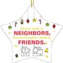 Neighbor Gifts, Friendship Gifts for Neighbor Friend Moving Away Farewell Going Away Leaving, Best Neighbor Gift Star Shaped Acrylic Hanging Ornament Christmas Tree Decoration