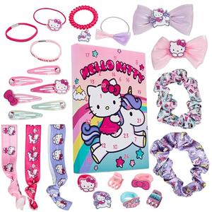 Hello Kitty Sanrio Advent Calendar 2025 Girls Teens Kawaii Hair Accessories 24 Christmas Countdown Calendar Scrunchies Hair Clips Bows Anime Gifts