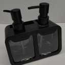 Kitchen Soap Dispenser Set, with Hand and Dish Soap, Sponge Caddy and Brush Holder 4-in-1 Kitchen Dual Soap Dispenser Set for Kitchen Sink, Bathroom - Black