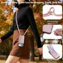 Vofolen for iPhone 17 Pro Wallet Case with Card Holder Crossbody Adjustable Strap Magnetic Clasp Heavy Duty Protective Leather Flip Phone Cover for iPhone 17Pro for Women, Rose Gold