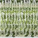 Crowye 20 Pcs 7.2ft/pcs Artificial Flowers Wisteria Garland Artificial Wisteria Vine Hanging Flower Decorations Flower Vines for Outdoor Wedding Wall Arch Party Backdrop Floral Decor (White)