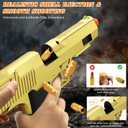 Gold Soft Bullet Toy Gun Shell Ejecting for Boys, Shooting Game Toy Pistol with 50 Foam Bullets, 40 Shells & 2 Clips, Ideal Christmas Birthday Gift for Boys Adults