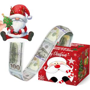 Christmas Money Pull Box with 100Pcs Transparent Bags - DIY Christmas Surprise Gift Boxes for Kids & Adults