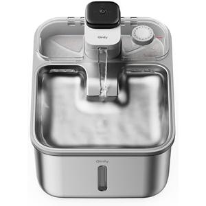 Stainless Steel Cat Water Fountain Wireless for Cats Indoor, Automatic Metal Dog Water Dispenser,Cordless Battery Operated Pet Drinking Fountain,Rechargeable Waterer with Motion Sensor 123oz, Gray