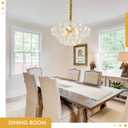 brfaixla Gold Nordic Bubble Ball Chandelier Dia 21" Modern 6 Lights Swirled Clear Ribbed Blown Glass Chandelier Light Fixture for Living Room Dining Room Kitchen Foyer Entryway