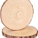 FSWCCK 2 Pack Nature Unfinished Round Wood Slices, 8-9 Inches Wooden Circle, Large Wood Slabs for Weddings Centerpieces Decor and DIY Painting Crafts (8"-9")