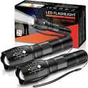 2 Pack LED Flashlights, Military Grade Portable 5 Modes 3000 High Lumens Led Waterproof Handheld Flashlight for Outdoor and Home Use(Batteries Not Included)