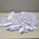 SAPJON Silk Pajamas for Women Set 4Pcs Ruffled Satin Pajamas Set Button Down Short Sleeve Cami Shorts Sleepwear Pj Set (Small, Blue Striped)