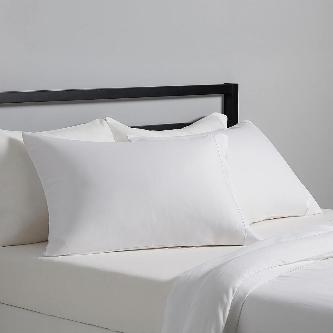 Amazon Basics King Pillowcases Set of 2 - Lightweight, Super Soft Easy Care Microfiber, Bright White, 40" L x 20" W, Pillows Not Included