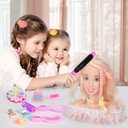 39PCS Hair Styling Doll Head Makeup Kit for Girls,Pretend Play Hair Styling Set,with Hairdryer Curling Iron Crown Hairpins Accessories Kit Birthday Gifts for 3 4 5 6+ Years Old Toy