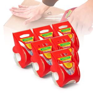 Packing Tape with Dispenser, 6 Packs Noiseless Clear Packaging Tape for Shipping Packaging Moving Tape for Boxes, Strong Adhesive, Smoothly and Quietly, 1.96 Inch X 33 Yards