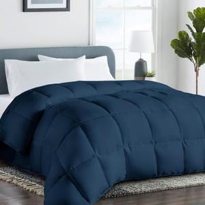 COHOME Quilted King Size Comforter - All-Season Down Alternative Duvet Insert - Luxury Hotel Winter Warm Navy Blue Comforter with Anti-Clump Tech & 8 Tabs - Reversible 90"x102"