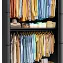 Sakugi Portable Wardrobe Closet with Cover, 35.4" x17.7" x79.7", Black