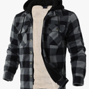 Heavy Thick Flannel Plaid Jacket Sherpa Fleece Lined Hoodies for Men Zip Up Winter Warm Coat Buffalo Zipper Sweatshirt 4XL