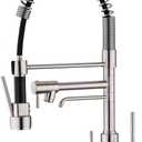 Delle Rosa Kitchen Faucet, 3 Way Drinking Water Faucet, Modern Kitchen Faucet with Pull Down Sprayer, Dual Handles Kitchen Sink Faucets,3 in 1 High Arc Water Filter Purifier Faucets Brushed Nickel